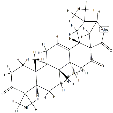 21β-Hydroxy-3,16-dioxoolean-12-en-28-oic acid γ-lactone structure