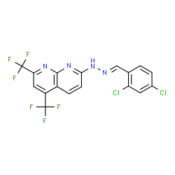 Benzaldehyde, 2,4-dichloro-, [5,7-bis(trifluoromethyl)-1,8-naphthyridin-2-yl]hydrazone (9CI) picture