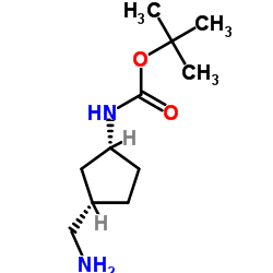 Carbamic acid, [(1R,3S)-3-(aminomethyl)cyclopentyl]-, 1,1-dimethylethyl ester结构式