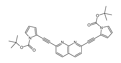 tert-butyl 2-[2-[7-[2-[1-[(2-methylpropan-2-yl)oxycarbonyl]pyrrol-2-yl]ethynyl]-1,8-naphthyridin-2-yl]ethynyl]pyrrole-1-carboxylate Structure