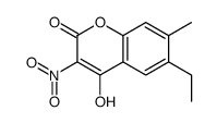 6-ethyl-4-hydroxy-7-methyl-3-nitrochromen-2-one结构式