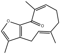 (5E,9Z)-7,8-Dihydro-3,6,10-trimethylcyclodeca[b]furan-11(4H)-one Structure