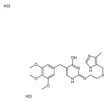 2-[2-[(5-methyl-1H-imidazol-4-yl)methylsulfanyl]ethylamino]-5-[(3,4,5-trimethoxyphenyl)methyl]-1H-pyrimidin-6-one,dihydrochloride结构式