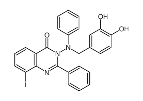 3-[N-[(3,4-dihydroxyphenyl)methyl]anilino]-8-iodo-2-phenylquinazolin-4-one结构式