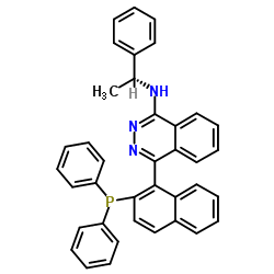 (R)-4-[2-(二苯基膦)-1-萘]-N-[(R)-1-苯乙基]-1-二氮杂萘胺结构式