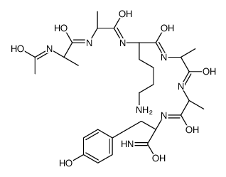 (2S)-2-[[(2S)-2-[[(2S)-2-acetamidopropanoyl]amino]propanoyl]amino]-6-amino-N-[(2S)-1-[[(2S)-1-[[(2S)-1-amino-3-(4-hydroxyphenyl)-1-oxopropan-2-yl]amino]-1-oxopropan-2-yl]amino]-1-oxopropan-2-yl]hexanamide结构式