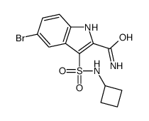 5-bromo-3-(cyclobutylsulfamoyl)-1H-indole-2-carboxamide结构式