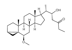 (22R)-22-hydroxy-6β-methoxy-27-nor-3α,5-cyclo-5α-cholestan-24-one Structure