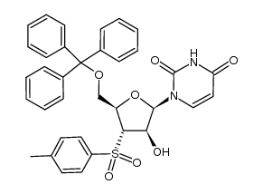 1-(5'-O-trityl-3'-deoxy-3'-toluenesulfonyl-β-D-arabinofuranosyl)uracil Structure