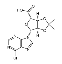 (3aS,4S,6R,6aR)-6-(6-氯-9H-嘌呤-9-基)-2,2-二甲基四氢呋喃并[3,4-d][1,3]间二氧杂环戊烯-4-羧酸结构式