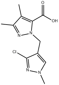 1-[(3-chloro-1-Methyl-1H-pyrazol-4-yl)Methyl)-3,4-diMethyl-1H-pyrazol-5-carboxylic acid结构式