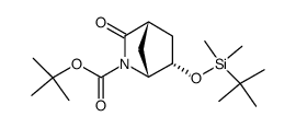 (1R,4S,6S)-N-(tert-Butyloxycarbonyl)-6-(tert-butyldimethylsiloxy)-2-azabicyclo(2.2.1)-3-heptanone结构式