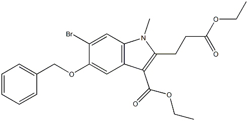 乙基 5-(苄氧基)-6-溴-2-(3-乙氧基-3-羰基丙基)-1-甲基-1H-吲哚-3-羧酸酯结构式