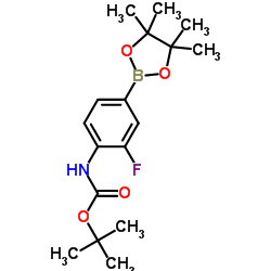 tert-butyl-2-fluoro-4-(4,4,5,5-tetramethyl-1,3,2-ioxaborolan-2-yl)phenylcarbamate Structure