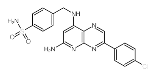 Benzenesulfonamide,4-[[[6-amino-3-(4-chlorophenyl)pyrido[2,3-b]pyrazin-8-yl]amino]methyl]- structure