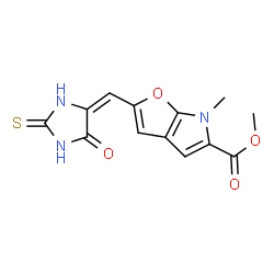 6H-Furo[2,3-b]pyrrole-5-carboxylic acid,6-methyl-2-[(5-oxo-2-thioxo-4-imidazolidinylidene)methyl]-,methyl ester Structure