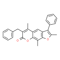 6-benzyl-2,5,9-trimethyl-3-phenylfuro[3,2-g]chromen-7-one结构式