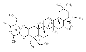 Olean-12-en-28-oicacid, 3-(b-D-glucopyranosyloxy)-2,16,23,24-tetrahydroxy-,methyl ester, (2b,3b,16a)-结构式