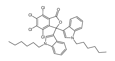 4,5,6,7-tetrachloro-3,3-bis-(1-hexyl-indol-3-yl)-3H-isobenzofuran-1-one结构式