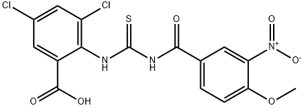 3,5-dichloro-2-[[[(4-methoxy-3-nitrobenzoyl)amino]thioxomethyl]amino]-benzoic acid结构式