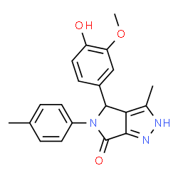 4-(4-hydroxy-3-methoxyphenyl)-3-methyl-5-(4-methylphenyl)-4,5-dihydropyrrolo[3,4-c]pyrazol-6(1H)-one Structure