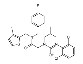 2-[(2,6-dichlorophenyl)carbamoyl-(2-methylpropyl)amino]-N-[(4-fluorophenyl)methyl]-N-[(3-methylthiophen-2-yl)methyl]acetamide Structure