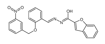 N-[[2-[(3-nitrophenyl)methoxy]phenyl]methylideneamino]-1-benzofuran-2-carboxamide结构式