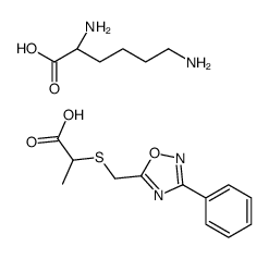 (2S)-2,6-diaminohexanoic acid,2-[(3-phenyl-1,2,4-oxadiazol-5-yl)methylsulfanyl]propanoic acid结构式