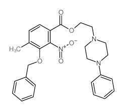 Benzoic acid,4-methyl-2-nitro-3-(phenylmethoxy)-, 2-(4-phenyl-1-piperazinyl)ethyl ester结构式