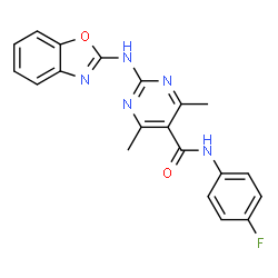 2-(1,3-Benzoxazol-2-ylamino)-N-(4-fluorophenyl)-4,6-dimethyl-5-pyrimidinecarboxamide结构式