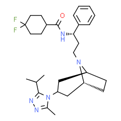 4,4-difluoro-N-[(1S)-3-[(1S,5R)-3-(3-methyl-5-propan-2-yl-1,2,4-triazo l-4-yl)-8-azabicyclo[3.2.1]oct-8-yl]-1-phenyl-propyl]cyclohexane-1-car boxamide结构式