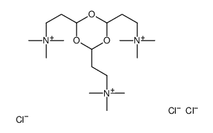 2-[4,6-bis[2-(trimethylazaniumyl)ethyl]-1,3,5-trioxan-2-yl]ethyl-trimethylazanium,trichloride Structure