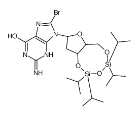 8-Bromo-N9-[3’,5’-O-(1,1,3,3-tetrakis(isopropyl)-1,3-disiloxanediyl)--D-2’-deoxyribofuranosyl]guanine Structure