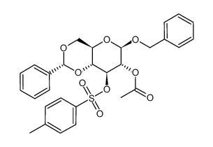 benzyl 2-O-acetyl-4,6-O-benzylidene-3-O-tosyl-β-D-glucopyranoside结构式