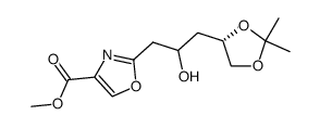 methyl 2-(3-((S)-2,2-dimethyl-1,3-dioxolan-4-yl)-2-hydroxypropyl)oxazole-4-carboxylate结构式
