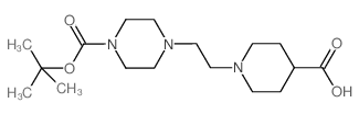 1-{2-[4-(叔丁氧基羰基)哌嗪基]乙基}-4-哌啶羧酸结构式