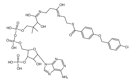 S-[2-[3-[[(2R)-4-[[[(2R,3S,4R,5R)-5-(6-aminopurin-9-yl)-4-hydroxy-3-phosphonooxyoxolan-2-yl]methoxy-hydroxyphosphoryl]oxy-hydroxyphosphoryl]oxy-2-hydroxy-3,3-dimethylbutanoyl]amino]propanoylamino]ethyl] 4-[(4-chlorophenyl)methoxy]benzenecarbothioate结构式