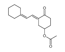 (+/-)-4-acetoxy-2-(2-cyclohexylidene-seqtrans-ethylidene)-cyclohexanone结构式