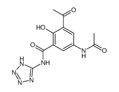 3-Acetyl-5-acetylamino-2-hydroxy-N-(1H-tetrazol-5-yl)-benzamide结构式