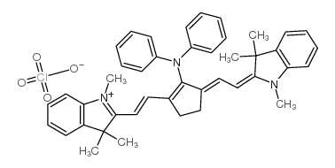 2-((E)-2-(2-(二苯基氨基)-3-[(E)-2-(1,3,3-三甲基-1,3-二氢-2H-吲哚-2-亚基)乙亚基]-1-环戊烯-1-基)乙烯基)-1,3,3-三甲基-3H-吲哚高氯酸盐结构式