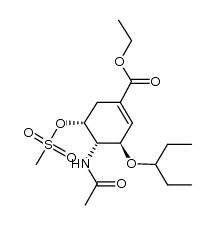 (3R,4S,5R)-4-acetylamino-3-(1-ethyl-propoxy)-5-methanesulfonyloxy-cyclohex-1-enecarboxylic acid ethyl ester结构式