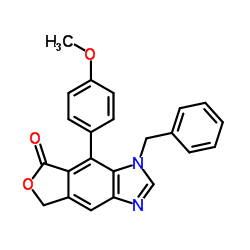 3-Benzyl-4-(4-methoxyphenyl)-3,7-dihydro-5H-furo[3,4-f]benzimidazol-5-one Structure