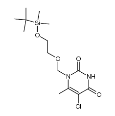 1-((2-((tert-butyldimethylsilyl)oxy)ethoxy)methyl)-5-chloro-6-iodopyrimidine-2,4(1H,3H)-dione Structure