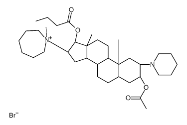 [(2S,3S,5S,10S,13S,16S,17R)-3-acetyloxy-10,13-dimethyl-16-(1-methylazepan-1-ium-1-yl)-2-piperidin-1-yl-2,3,4,5,6,7,8,9,11,12,14,15,16,17-tetradecahydro-1H-cyclopenta[a]phenanthren-17-yl] butanoate,bromide Structure