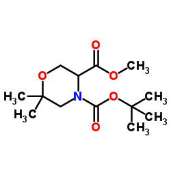 3,4-Morpholinedicarboxylic acid, 6,6-dimethyl-, 4-(1,1-dimethylethyl) 3-methyl ester structure