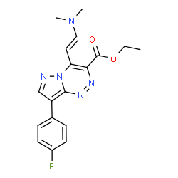 Ethyl 4-[(E)-2-(dimethylamino)vinyl]-8-(4-fluoroph enyl)pyrazolo[5,1-c][1,2,4]triazine-3-carboxylate structure