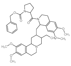 1-Pyrrolidinecarboxylicacid,2-[[(1R)-1-[[(2R,3R,11bS)-3-ethyl-1,3,4,6,7,11b-hexahydro-9,10-dimethoxy-2H-benzo[a]quinolizin-2-yl]methyl]-3,4-dihydro-6,7-dimethoxy-2(1H)-isoquinolinyl]carbonyl]-,phenylm结构式