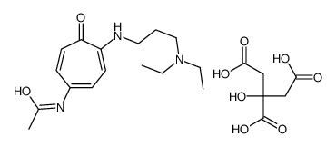 N-[4-[3-(diethylamino)propylamino]-5-oxocyclohepta-1,3,6-trien-1-yl]acetamide,2-hydroxypropane-1,2,3-tricarboxylic acid结构式