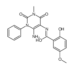 Benzamide,N-(6-amino-1,2,3,4-tetrahydro-3-methyl-2,4-dioxo-1-phenyl-5-pyrimidinyl)-2-hydroxy-5-methoxy- Structure