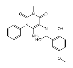 Benzamide,N-(6-amino-1,2,3,4-tetrahydro-3-methyl-2,4-dioxo-1-phenyl-5-pyrimidinyl)-2-hydroxy-5-methoxy-结构式